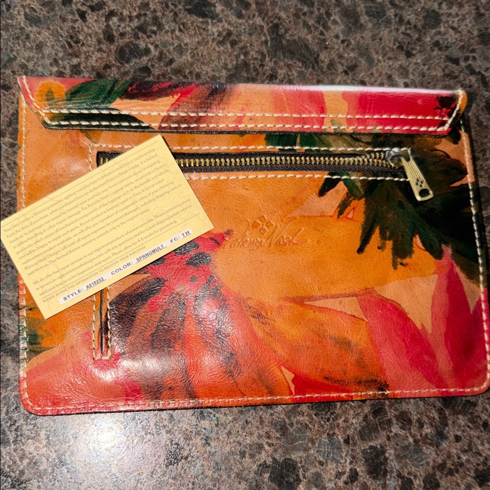 Patricia Nash Floral Envelope Wallet in Orange, Pink & Green - Picture 2 of 4